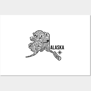 Alaska Map Posters and Art